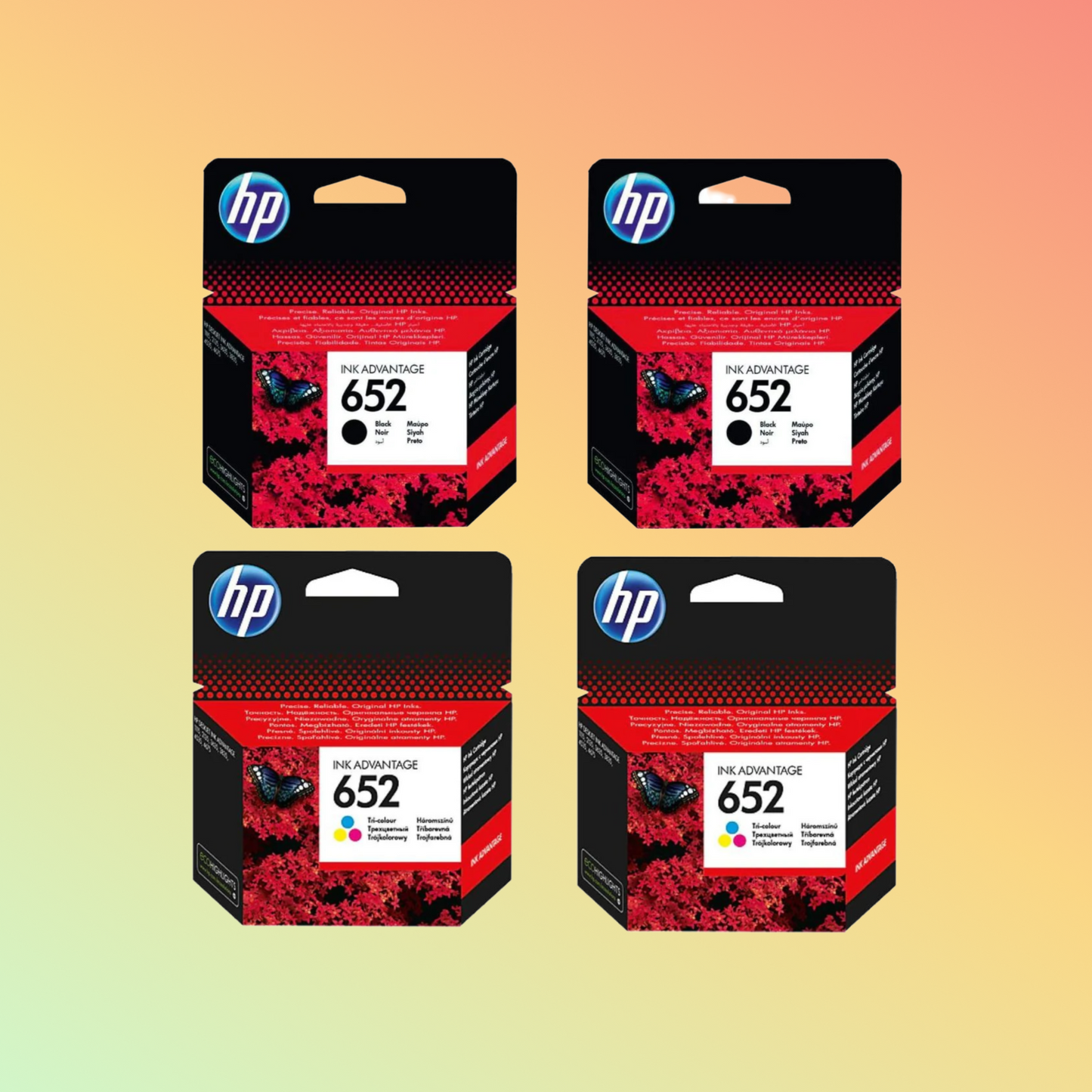 2 Sets HP 652 Ink Cartridges for DeskJet 4535 & 4675