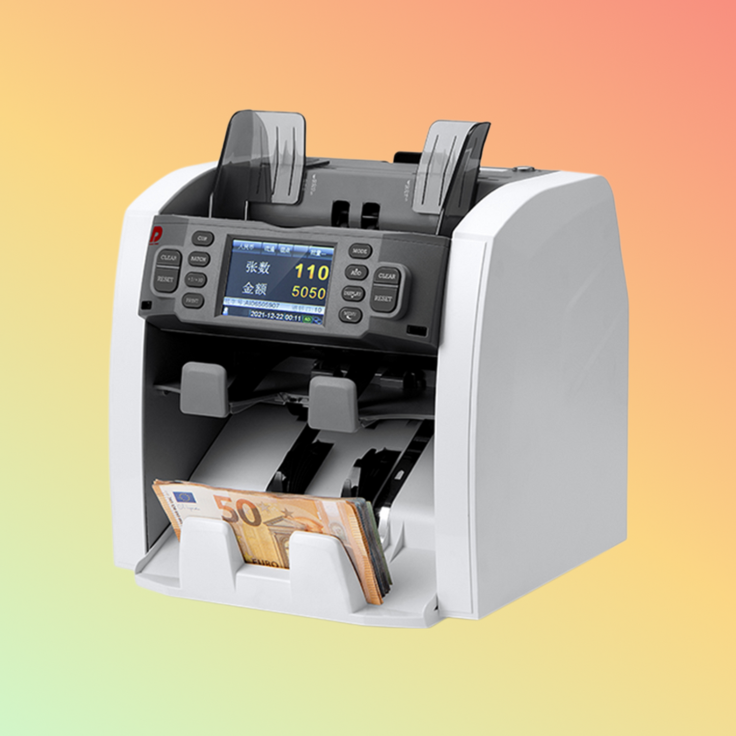 Top view of 1+1 Pocket Multi-Currency Discriminator, ideal for handling multiple currency types in financial settings