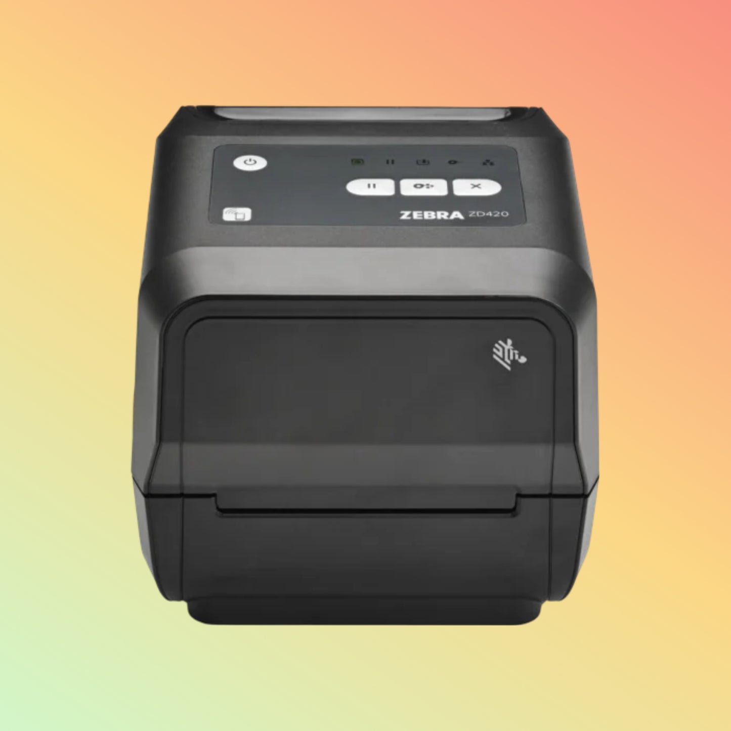 Alt="Operational Zebra ZD420 printer producing high-quality barcode labels for retail and inventory management."