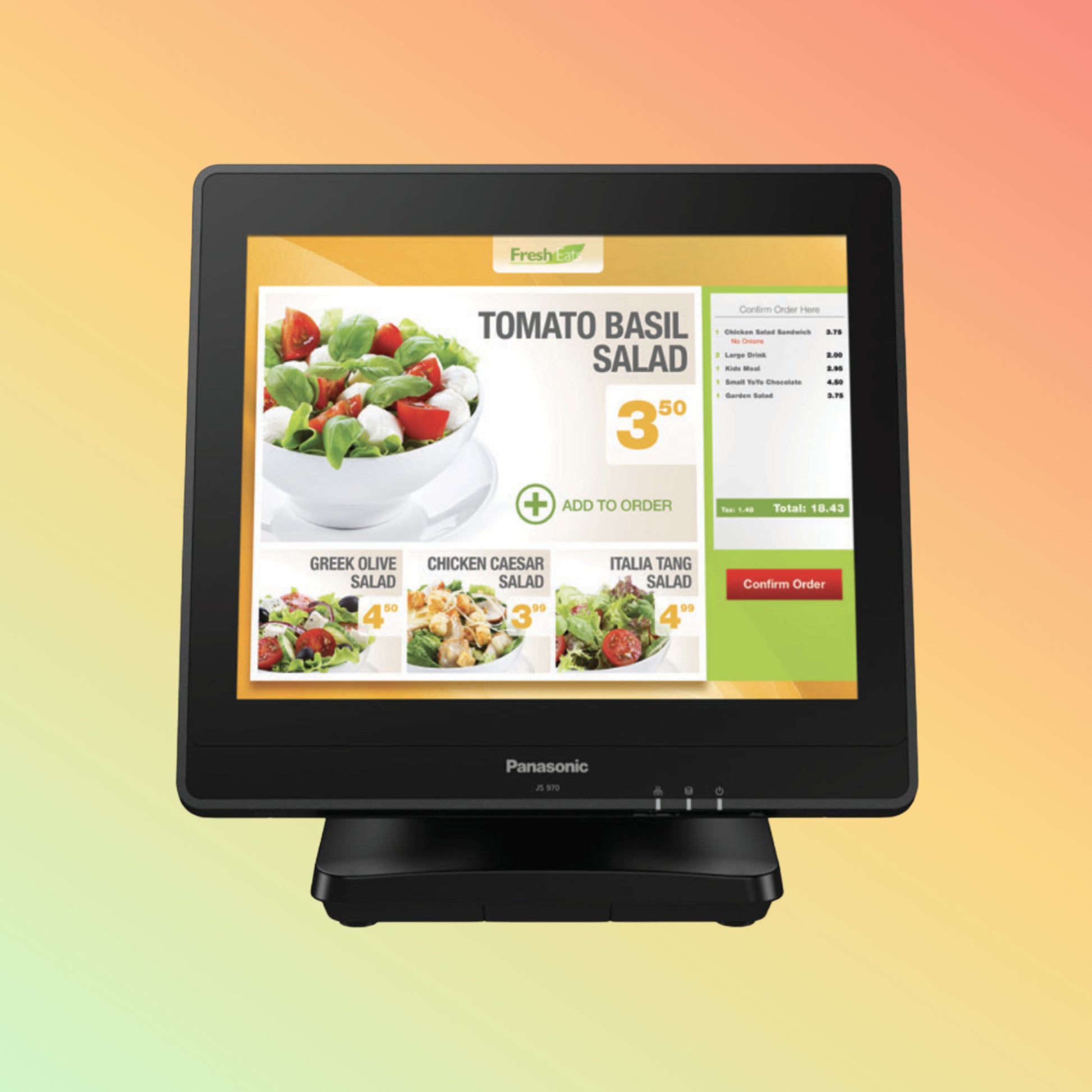 Alt="Close-up of Panasonic STINGRAY III's user-friendly interface, ideal for quick service restaurants."