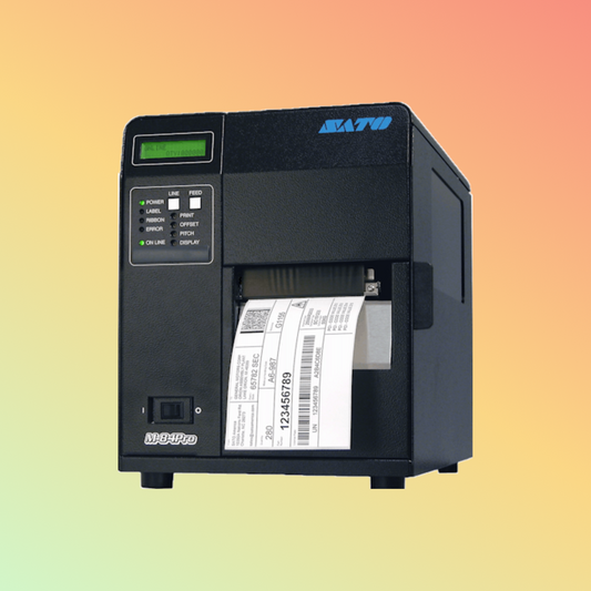 alt="SATO America M84Pro industrial thermal printers designed for high-resolution printing, featuring durable construction, versatile connectivity options, and robust performance."