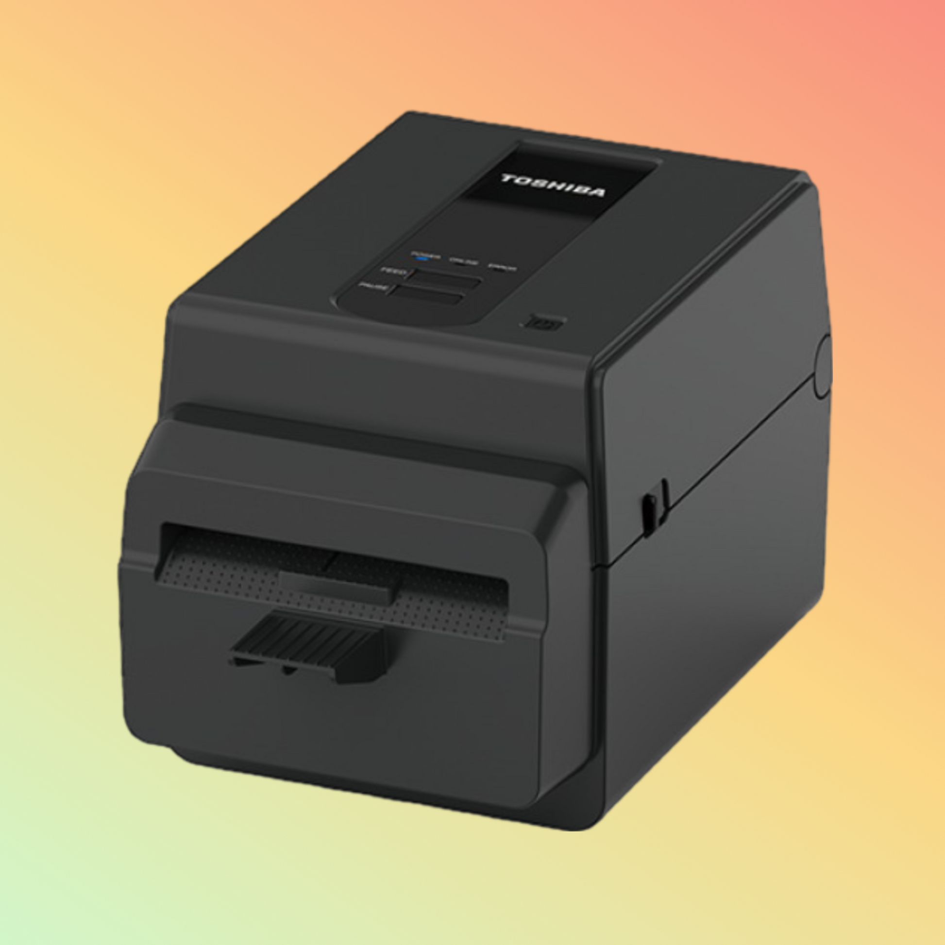 alt="Advanced TOSHIBA BV420D-GL desktop label printer, ideal for high-volume settings"