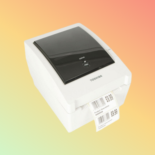 alt="TOSHIBA B-EV4D direct thermal desktop label printer for efficient office labeling"