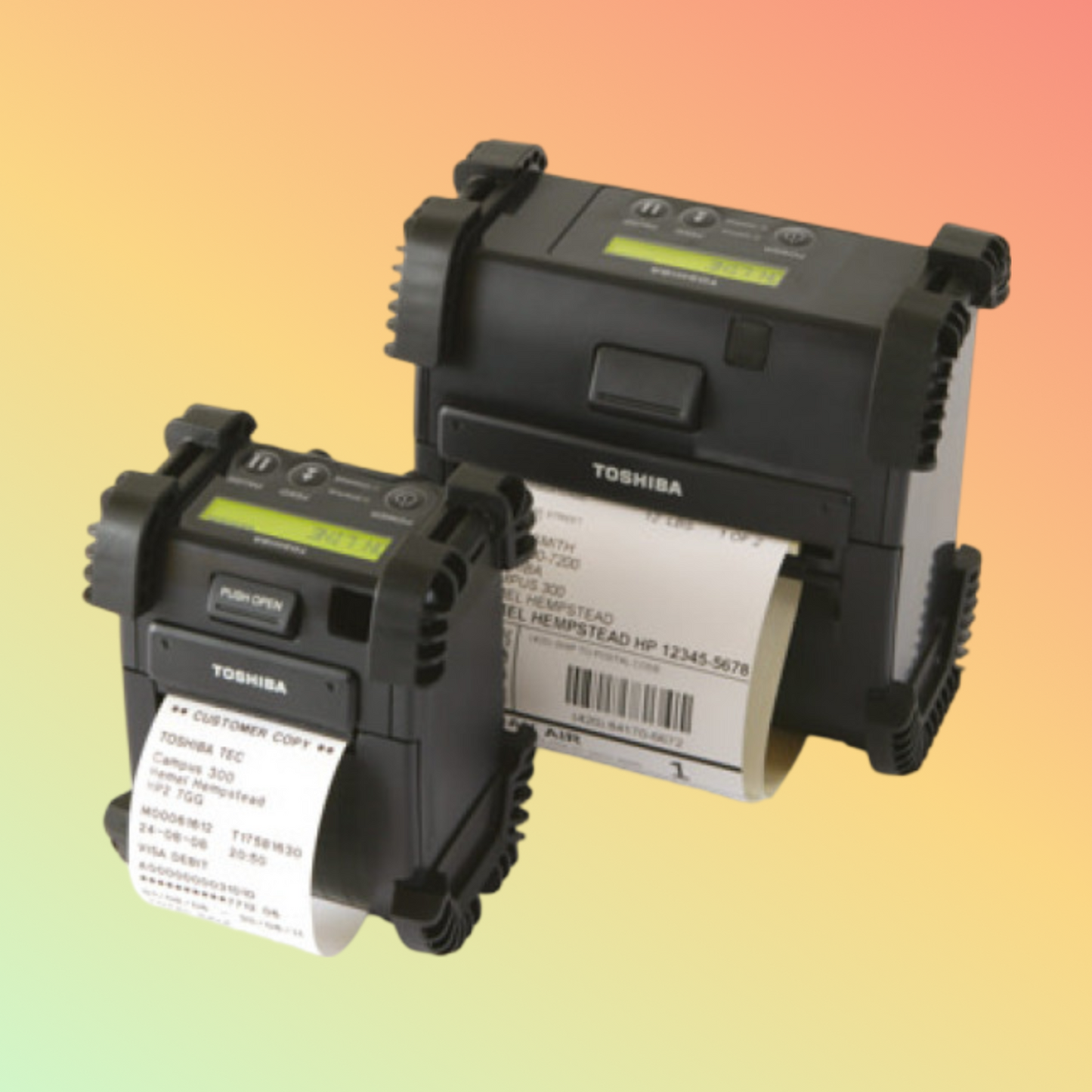 alt="Portable TOSHIBA B-EP4DL label printer designed for field operations, featuring durable construction, high-resolution output, and multiple connectivity options."