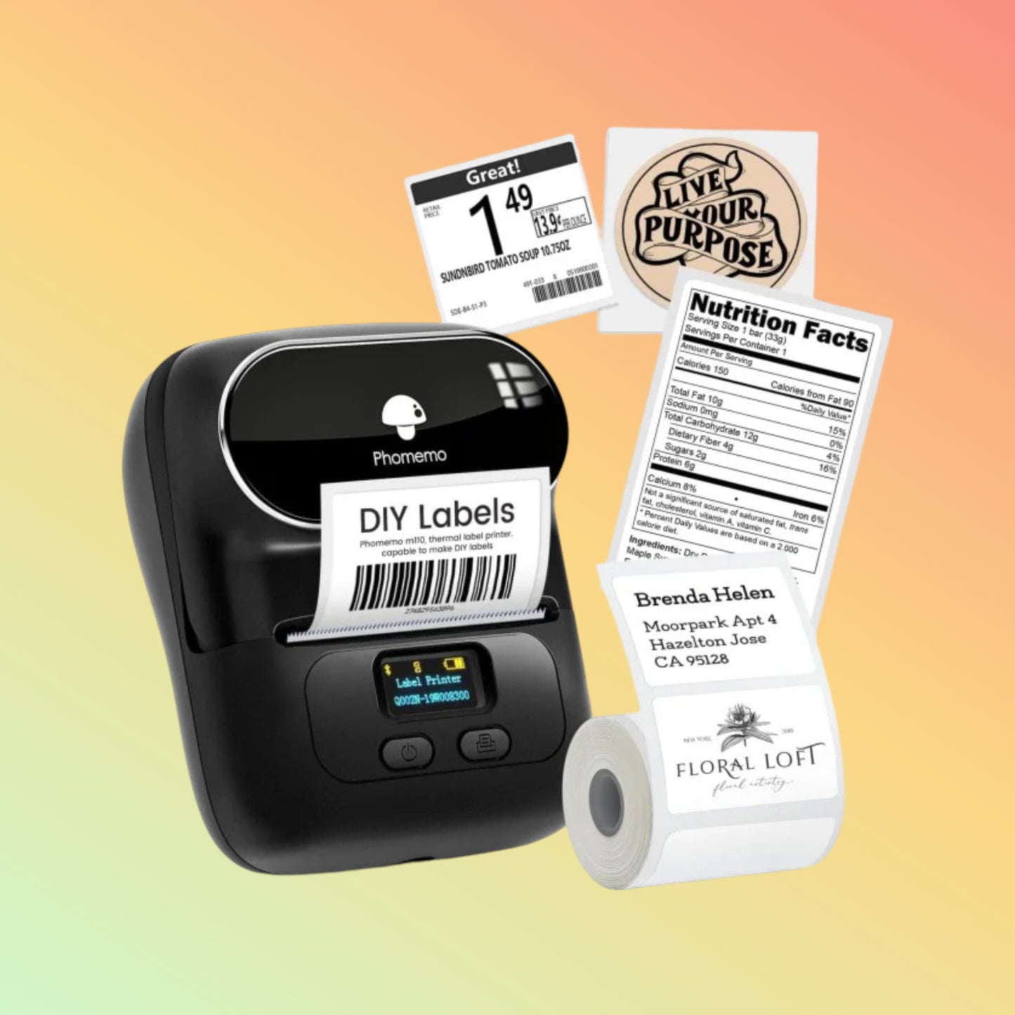 Phomemo M110 Bluetooth Label Maker Barcode Label Printer