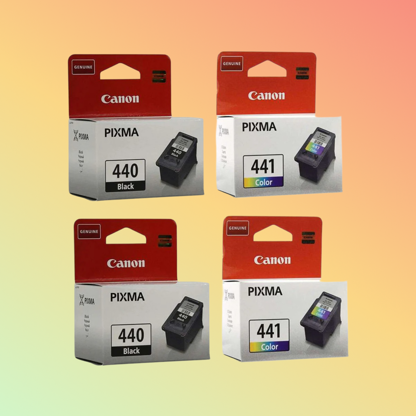 2 sets of Canon 440 Black and 441 Tricolor Ink Cartridges for PIXMA MG3240