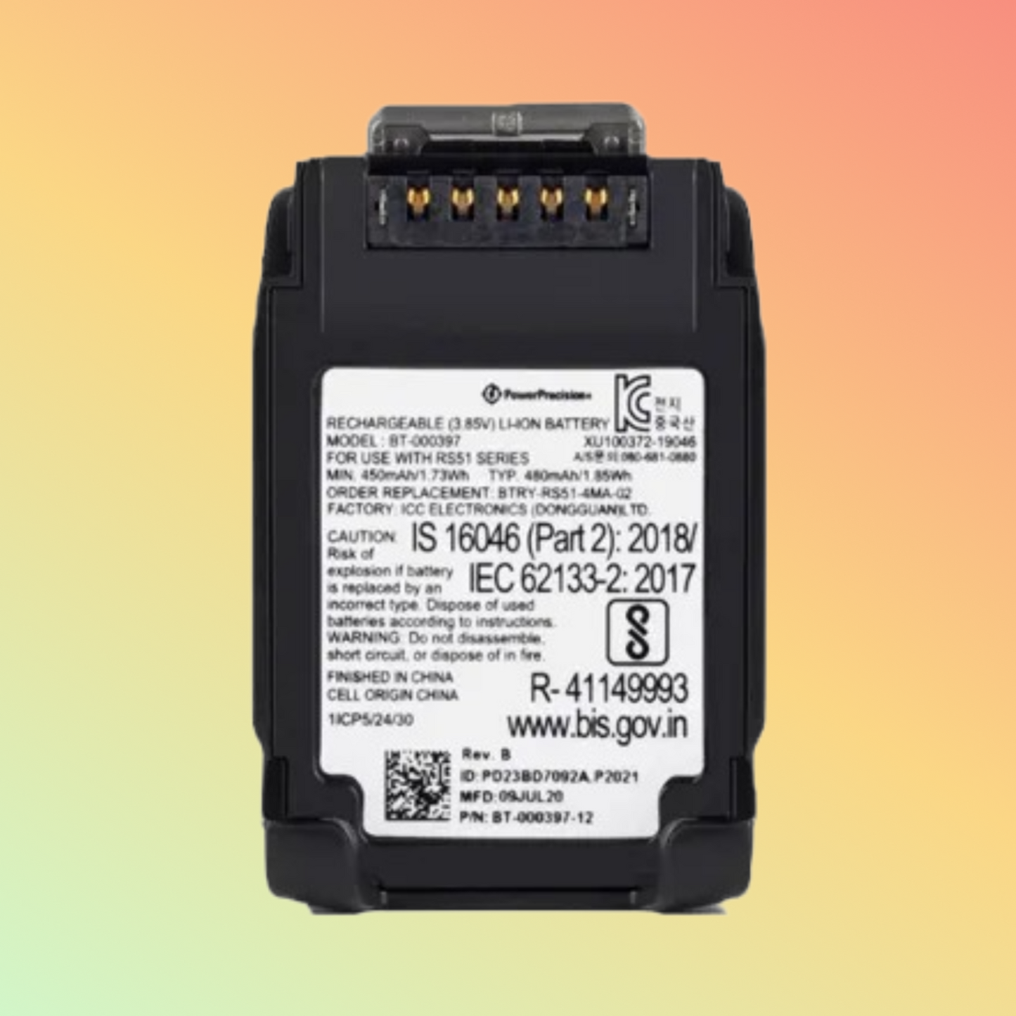 Battery 450mAh BT-000397 BT-000398 BTRY-RS51-7 for Zebra RS51