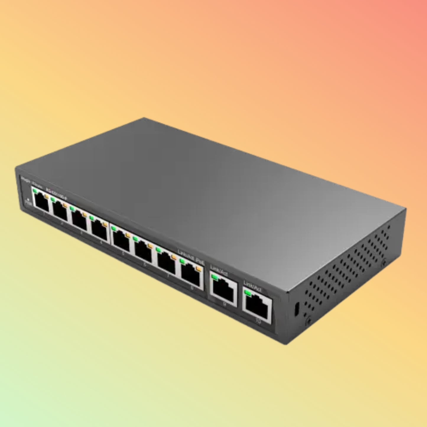 Ruijie (RG-ES110D-P) Desktop Unmanaged Switch - 8 x 10/100 Base-X PoE+ Ports, 2 x Gigabit Ethernet Base-T Ports