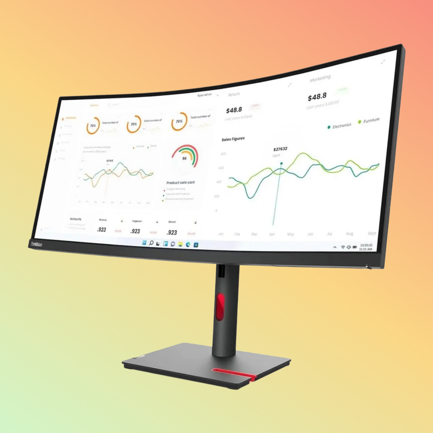 LENOVO S22i-30 THINKVISION Monitor - 22" FHD (1920x1080), IPS, HDMI, VGA, 250 nits, 75 Hz