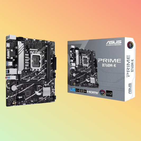 ASUS PRIME B760M-K D4 Motherboard - Intel Socket LGA1700, B760, 2 x DIMM, VGA, HDMI, 2 x M.2 slots, 128 Mb Flash ROM
