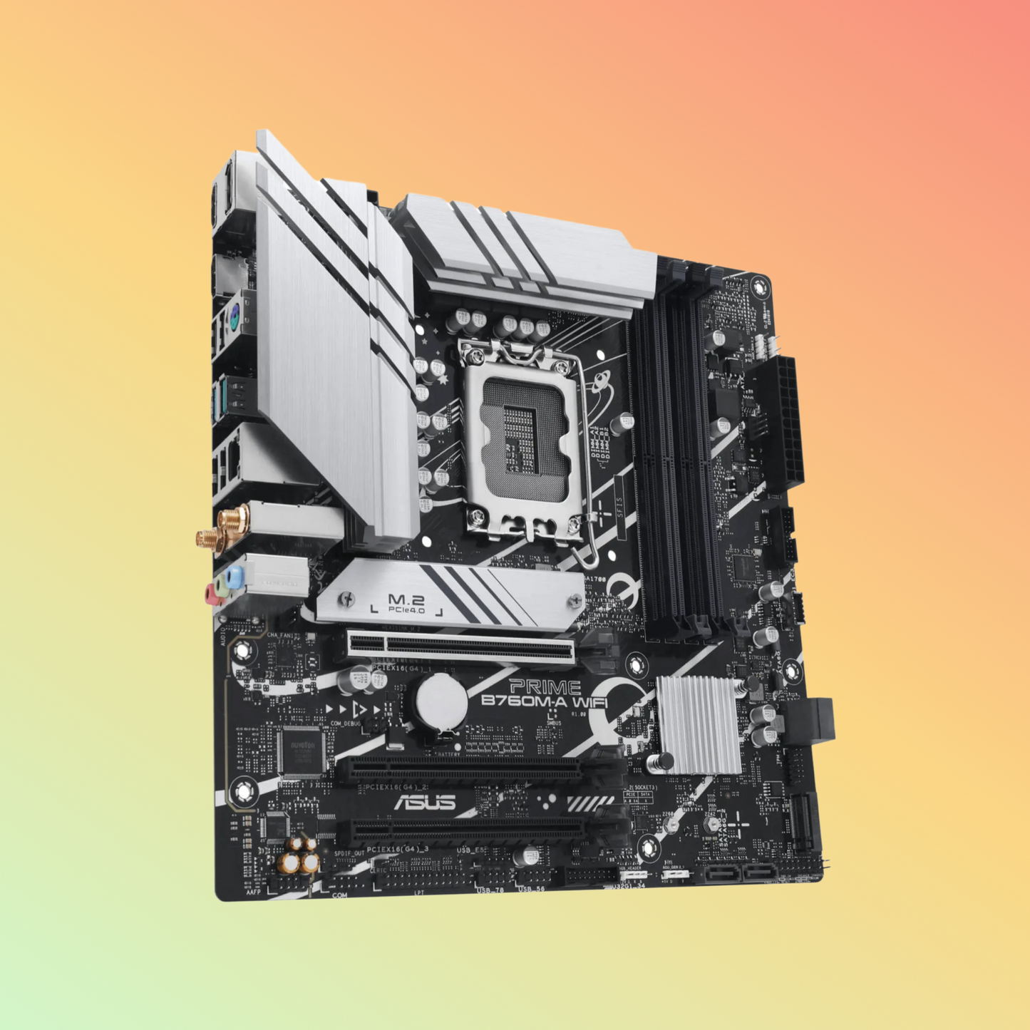 ASUS PRIME B760M-A WIFI Motherboard - Intel Socket LGA1700, B760, 4 x DIMM slots, DP, HDMI, 2 x M.2 slots, 128 Mb Flash ROM