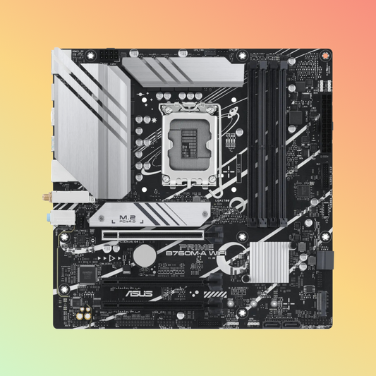 ASUS PRIME B760M-A WIFI Motherboard - Intel Socket LGA1700, B760, 4 x DIMM slots, DP, HDMI, 2 x M.2 slots, 128 Mb Flash ROM