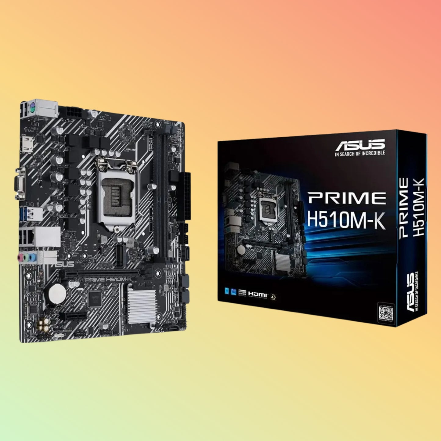ASUS PRIME H510M-K Motherboard - Intel Socket LGA1200, H470, 2 x DIMM, VGA, HDMI,1 x M.2 slot, 128 Mb Flash ROM