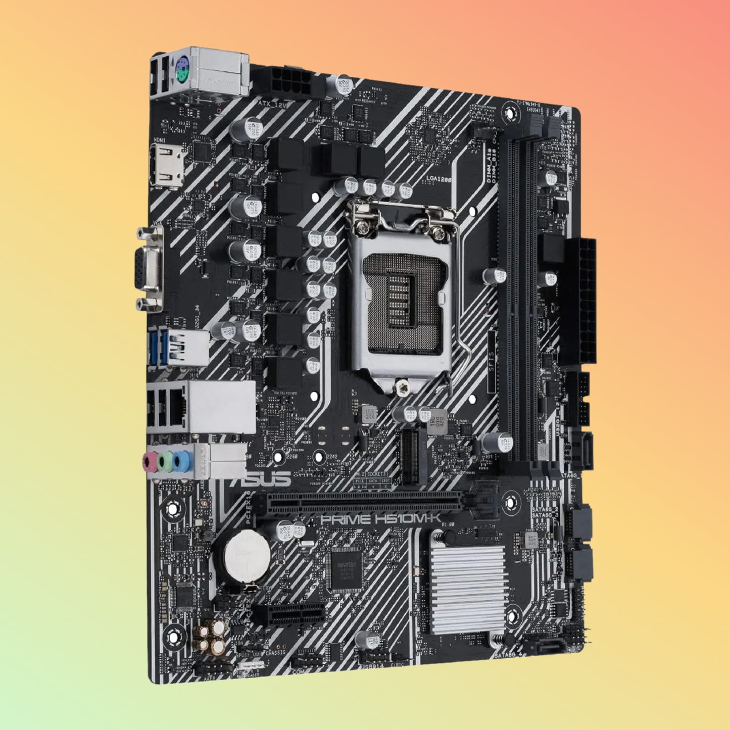 ASUS PRIME H510M-K Motherboard - Intel Socket LGA1200, H470, 2 x DIMM, VGA, HDMI,1 x M.2 slot, 128 Mb Flash ROM