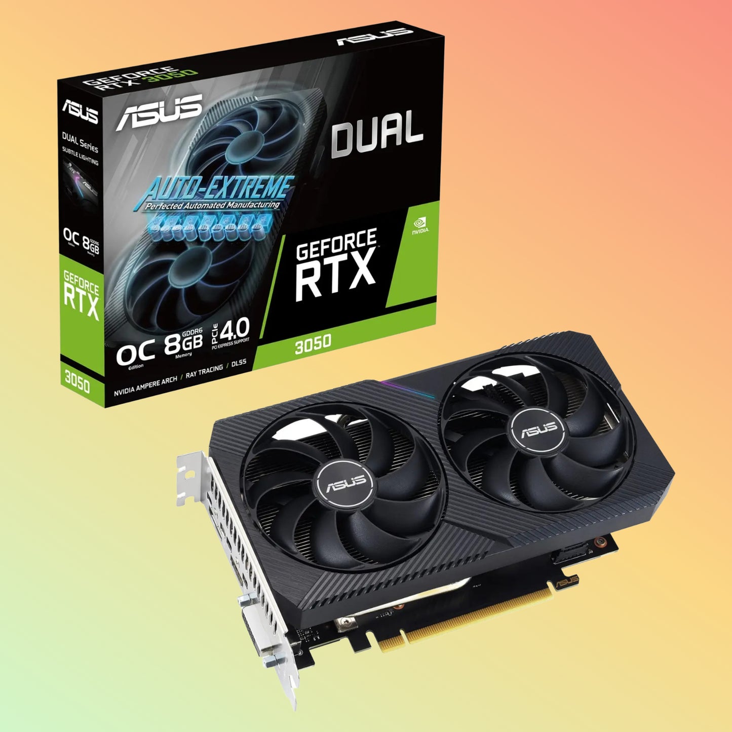 ASUS GeForce RTX 3050 DUAL V2 - 14 Gbps, 2 Slot, 7680 x 4320 Resolution, DVI, HDMI, DP, 8G, D6