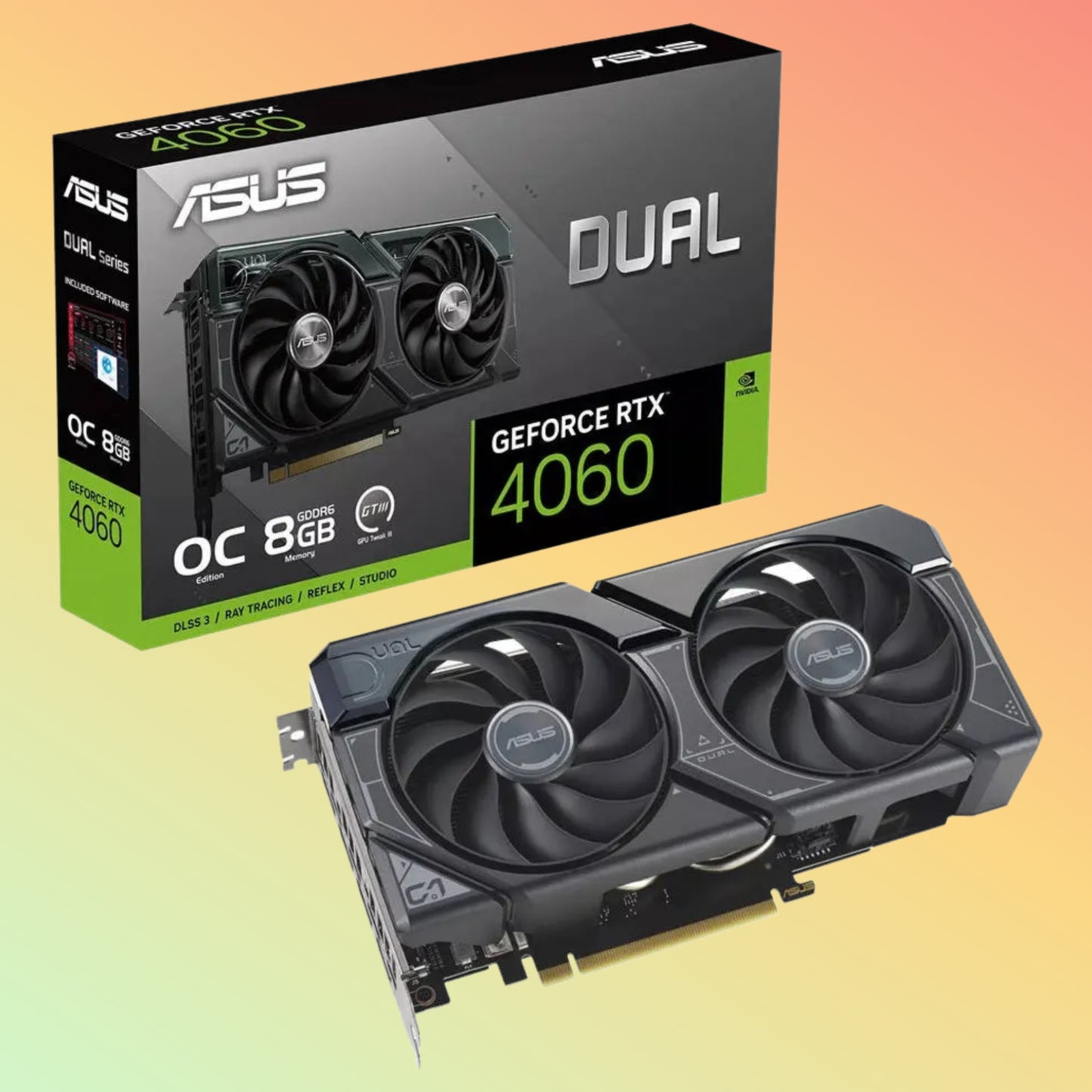 ASUS Dual GeForce RTX 4060 O8G Graphic - 17 Gbps , 2.5 Slot, 7680 x 4320 Resolution, HDMI, DP, 8G ,D6