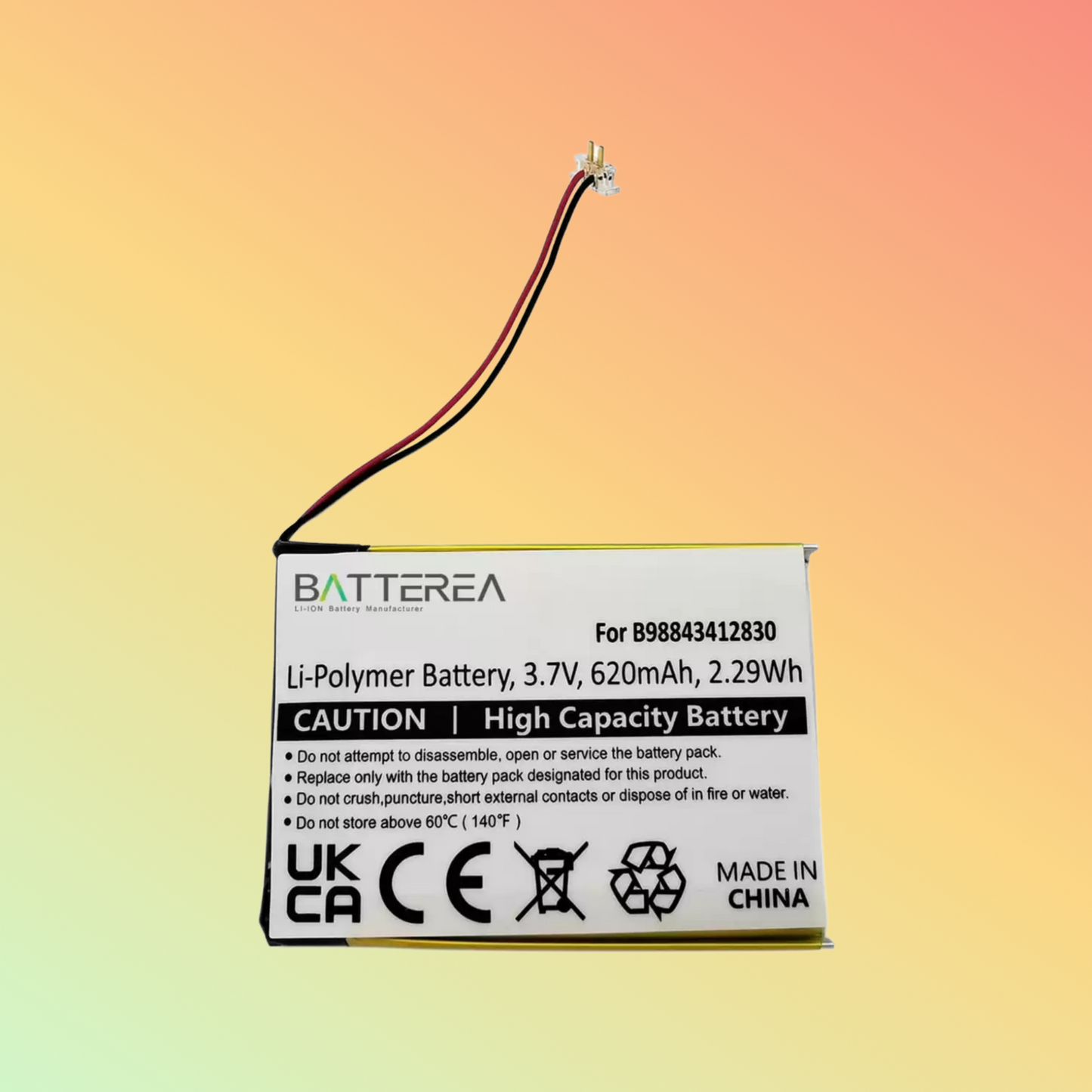 BATTEREA 3.7V 620mAh replacement for Samsung YP-Q1, replaces B98843412830, Li-Polymer