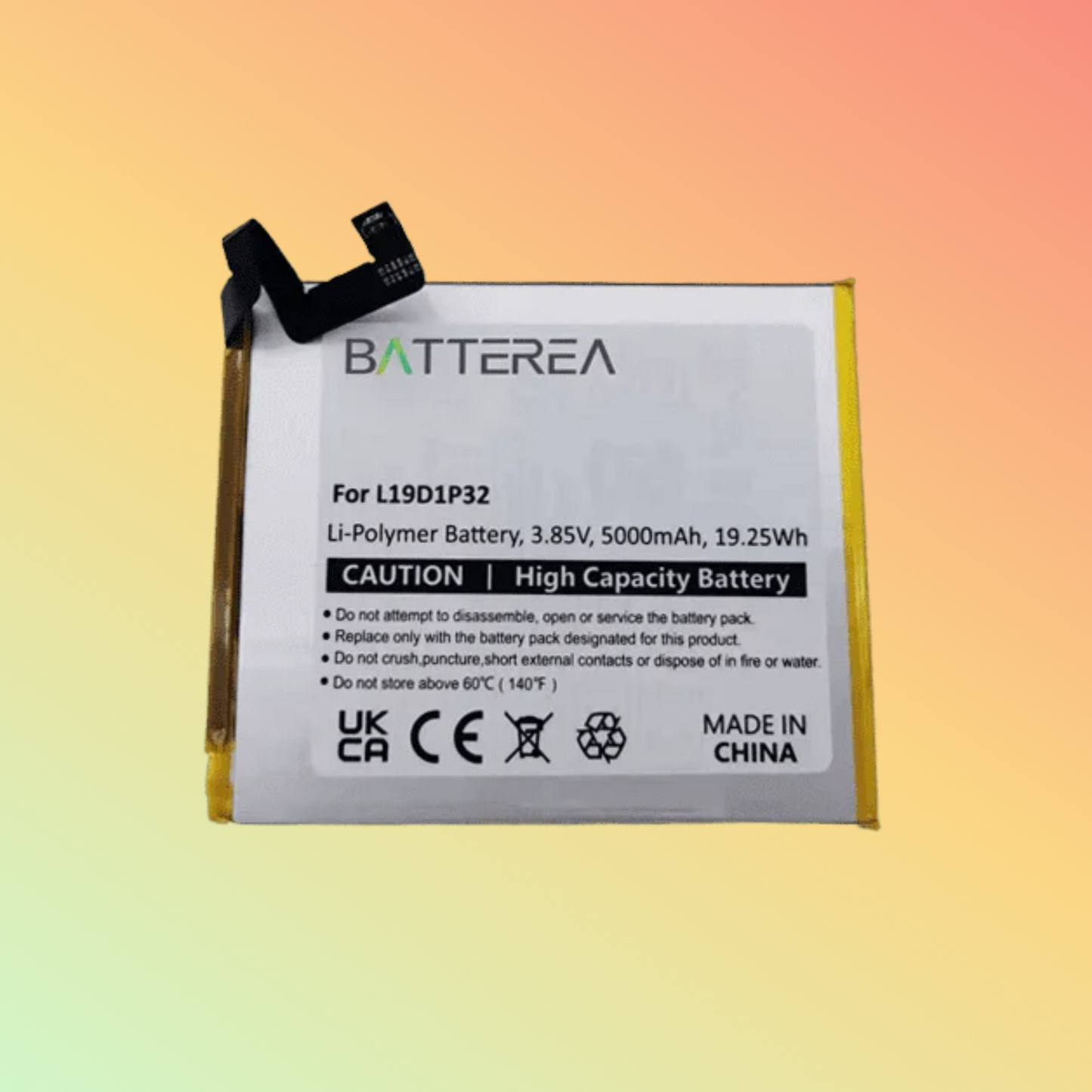 Batterea Wholesale tablet battery replacement  for Lenovo Tab M10 Plus replaces L19D1P32 li-polymer 3.85V 5000mAh