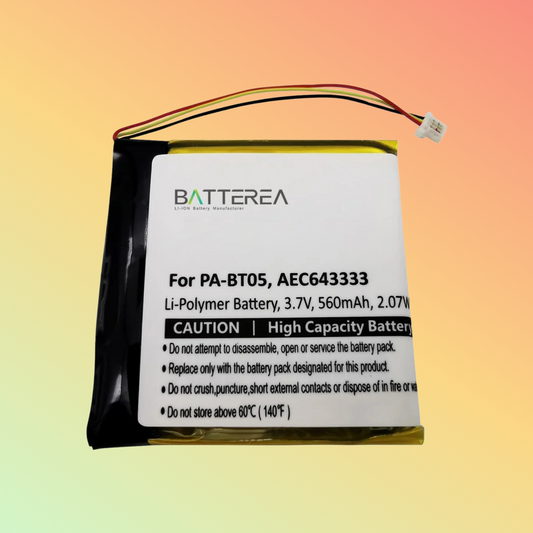Batterea Wholesale wireless headset battery replacement for Beats Studio 2.0 replaces PA-BT05, AEC643333 Li-Polymer 3.7V 560mAh
