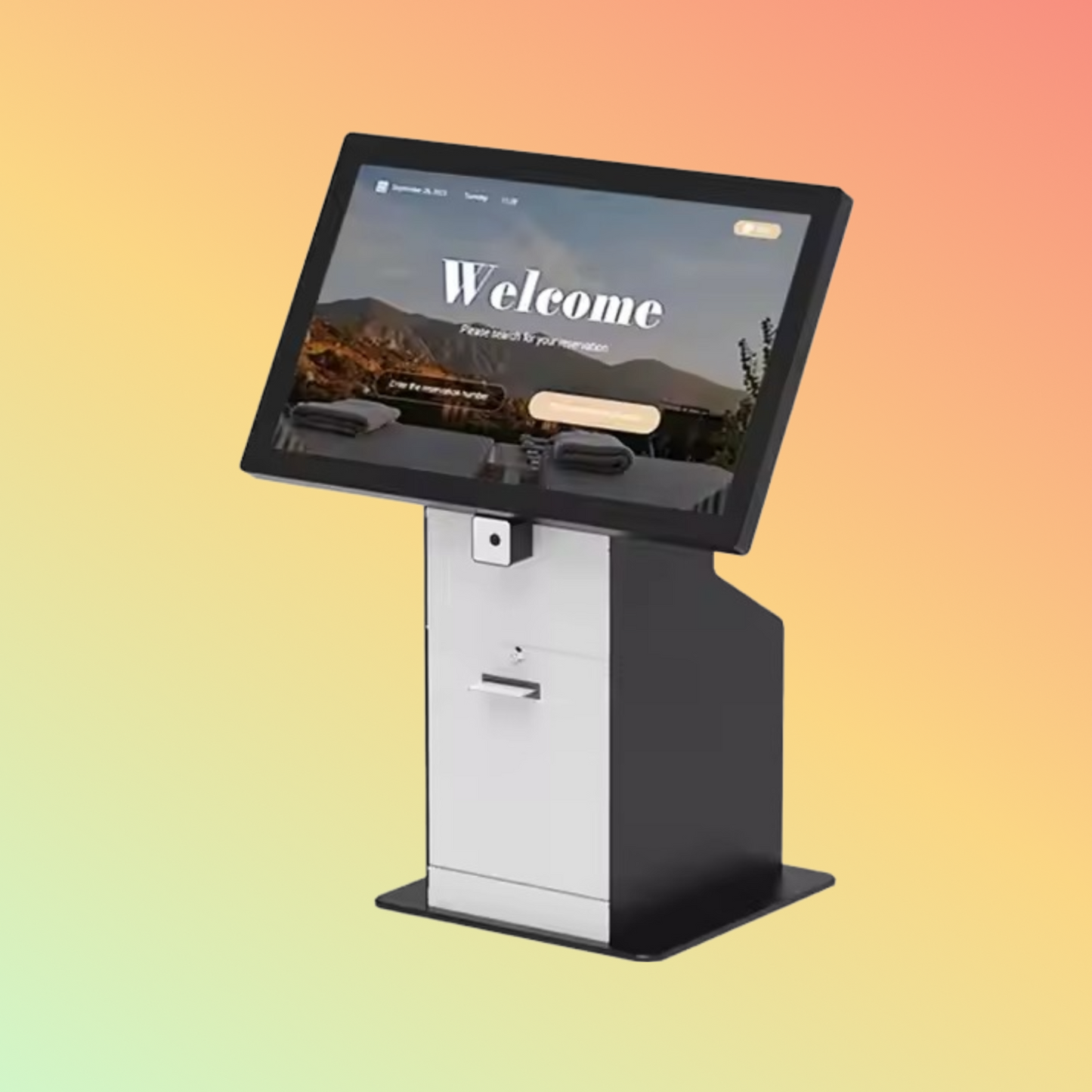 MAKEN 21.5-Inch Desktop Self-Service Check-In Self-Registration Kiosk Hotel Check-In Kiosk