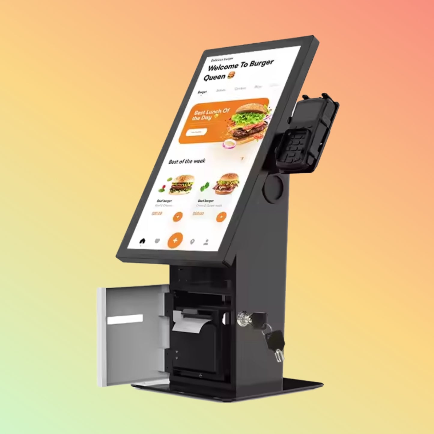 MAKEN Desktop POS Kiosk Touchscreen 21.5 Inch Automatic Self Payment Machine Food Ordering Kiosks With Printer