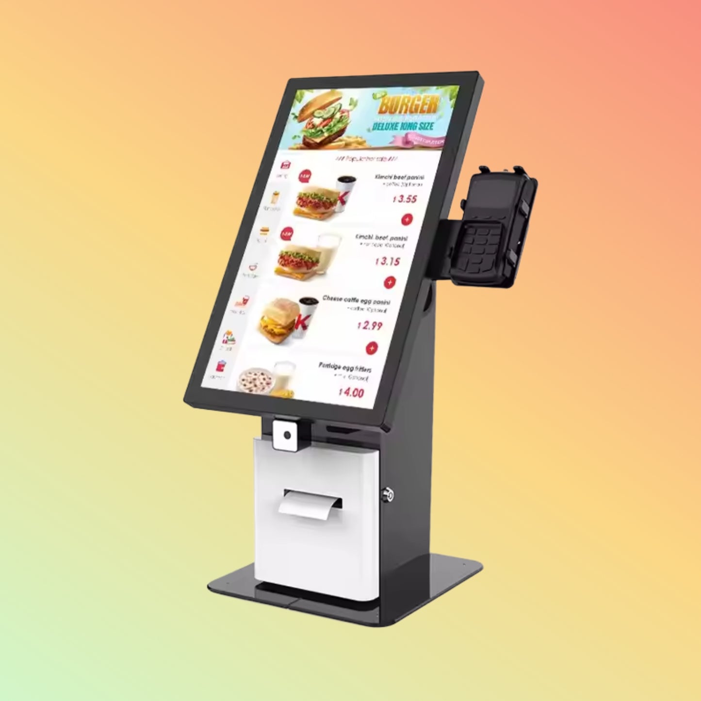 MAKEN Desktop POS Kiosk Touchscreen 21.5 Inch Automatic Self Payment Machine Food Ordering Kiosks With Printer