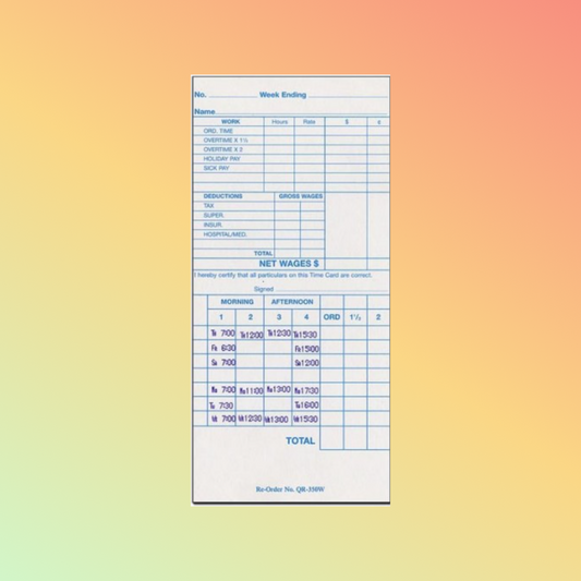 QR-350W Time Cards