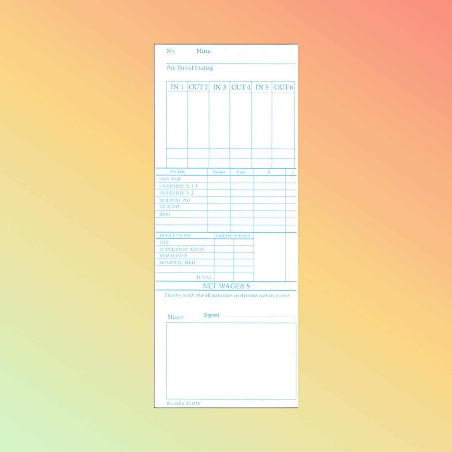 Z120W Time Cards