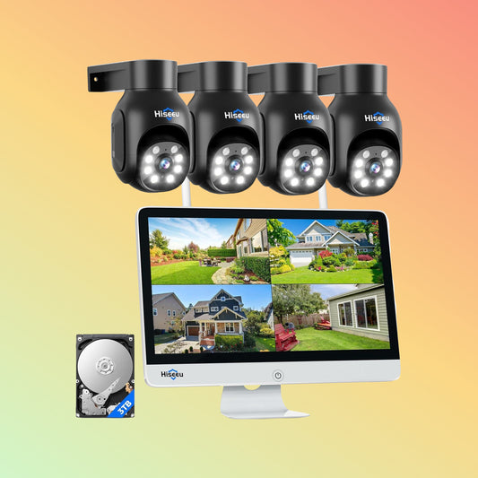 Hiseeu 5MP PTZ Wireless Security System – 15" NVR, 3TB HDD, 10CH