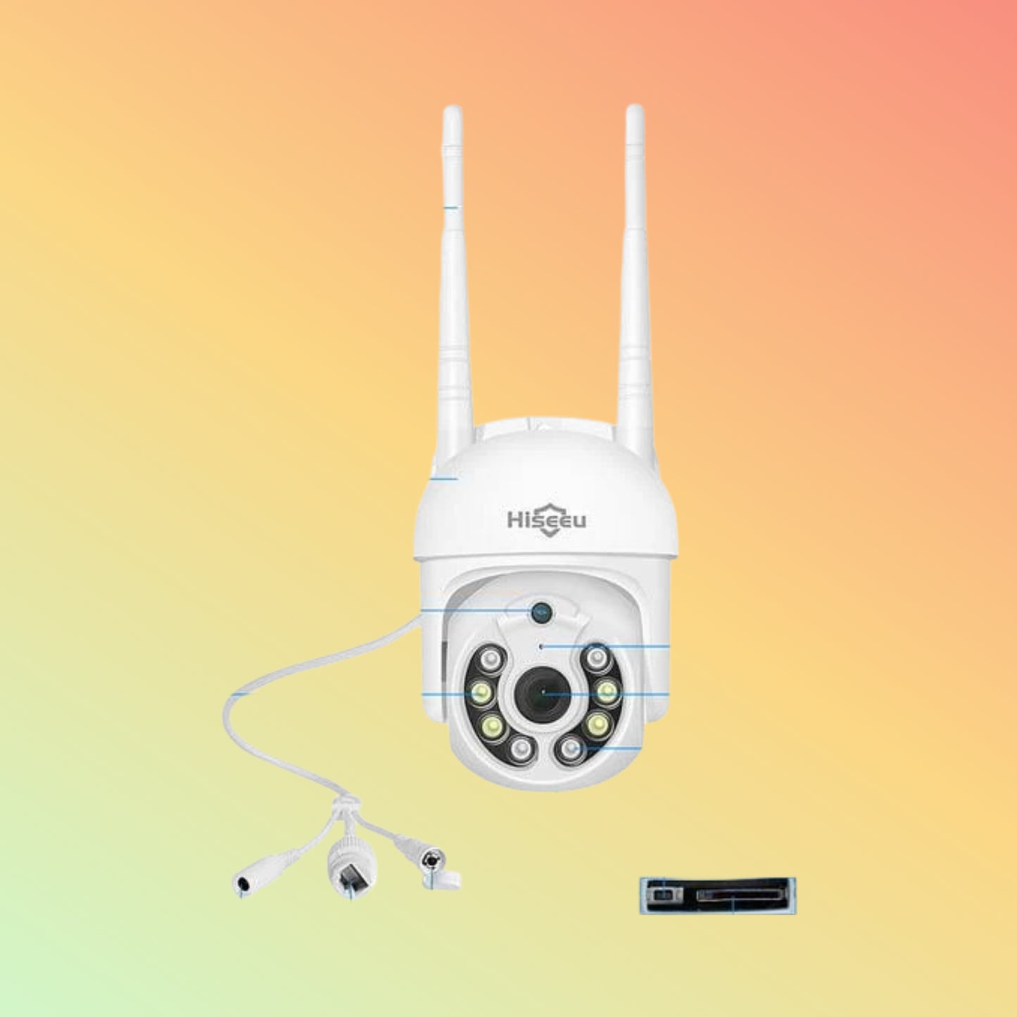 Hiseeu 5MP PTZ 𝟯𝟲𝟬° 𝙑𝙞𝙚𝙬 Security Camera Outdoor with IP66 Waterproof Full Color Night Vision