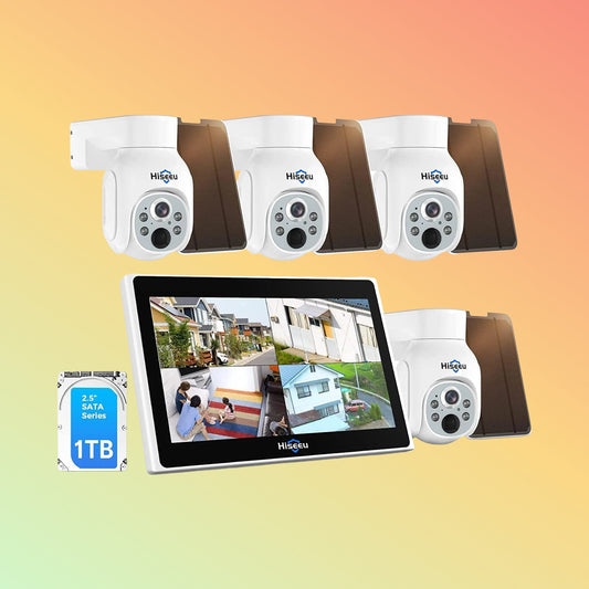 Hiseeu 4MP PTZ Wireless Security System – 10" Monitor NVR, 1TB, 10CH