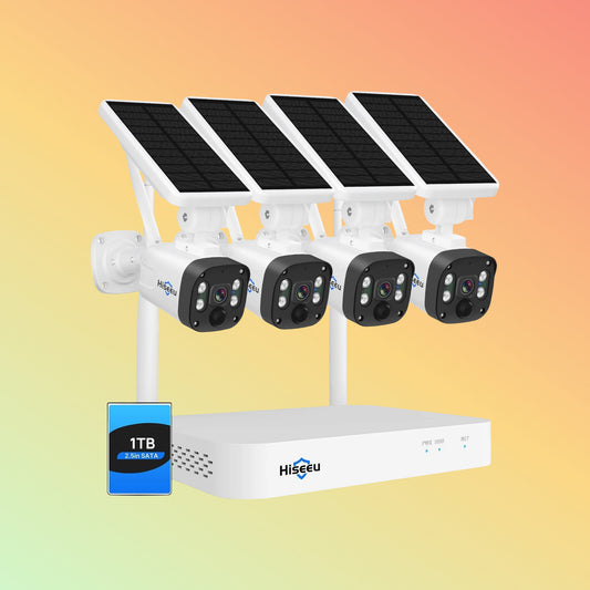 Hiseeu [10CH HD 4K NVR, 4MP Spotlight]Solar Wireless Security Camera System, Outdoor Home Surveillance