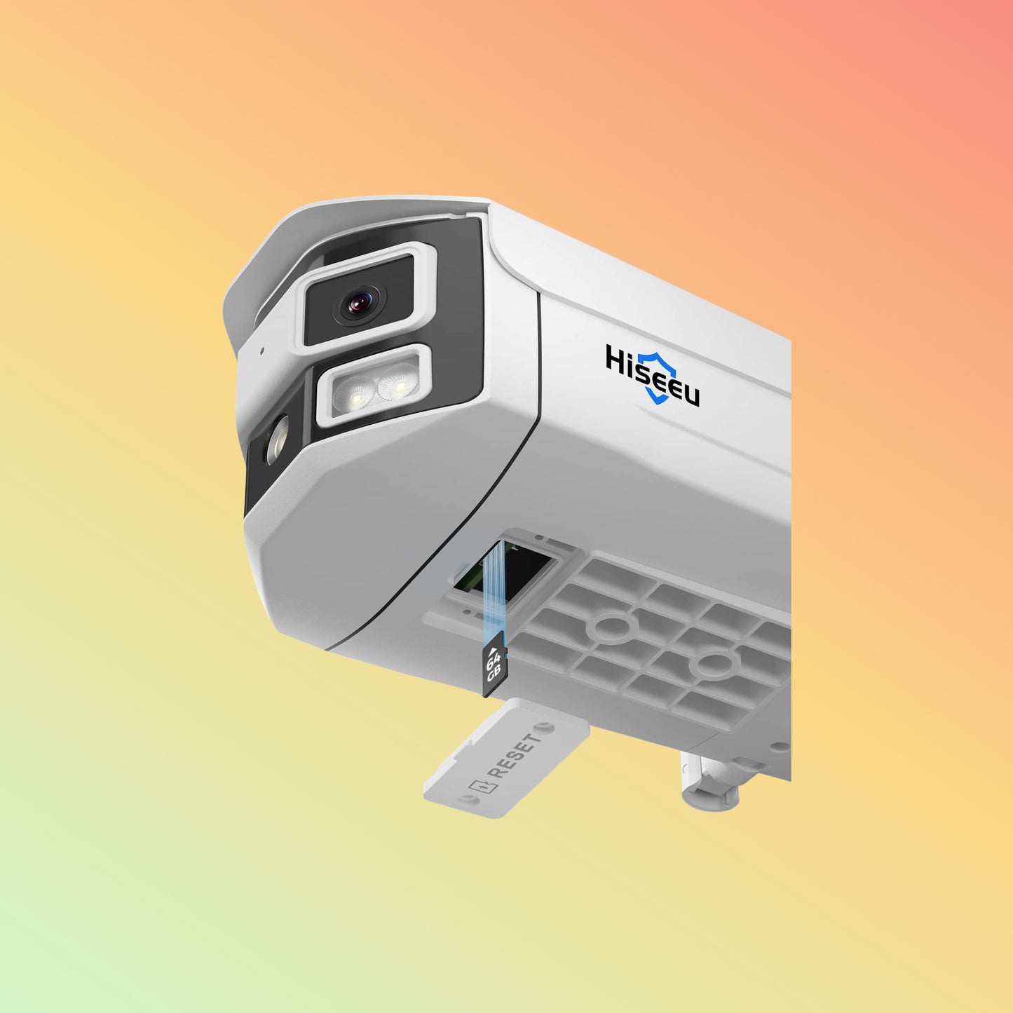 Hiseeu Ultra Wide Angle Dual Lens 4MP WiFi Pro Wireless Security Camera Outdoor, 2.4/5 GHz, 180° Viewing Angle, Black Light Night Vision, Two-Way Audio, IP66 Waterproof, Supports 24/7 Recording