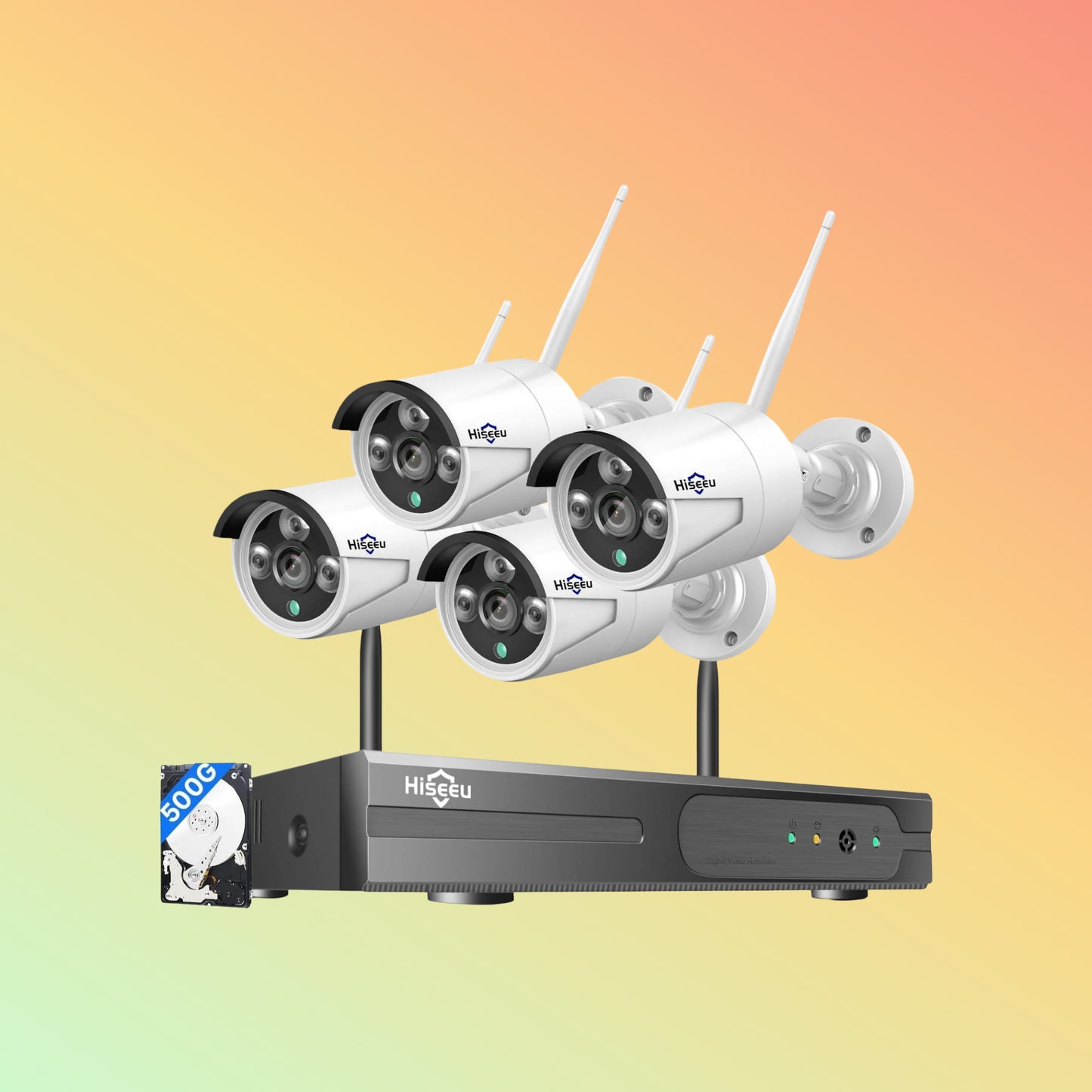 Hiseeu [Wireless Pro, 100ft Range,Expandable 16Channels 4K NVR] 5MP Wireless Security Camera System BUILD-IN HDD