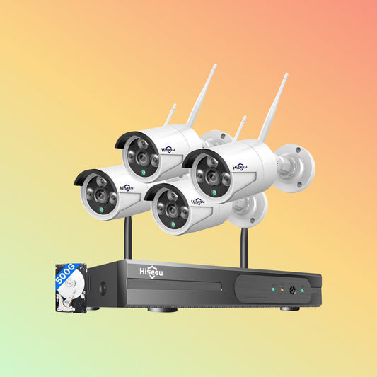 Hiseeu [Wireless Pro, 100ft Range,Expandable 16Channels 4K NVR] 5MP Wireless Security Camera System BUILD-IN HDD