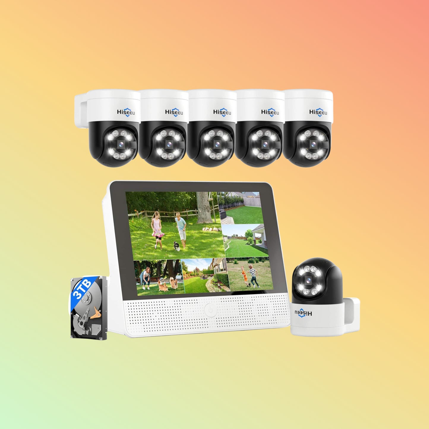 Hiseeu 5MP PTZ PoE Security System – 4K NVR, 16CH, 3TB HDD, 24/7 Record