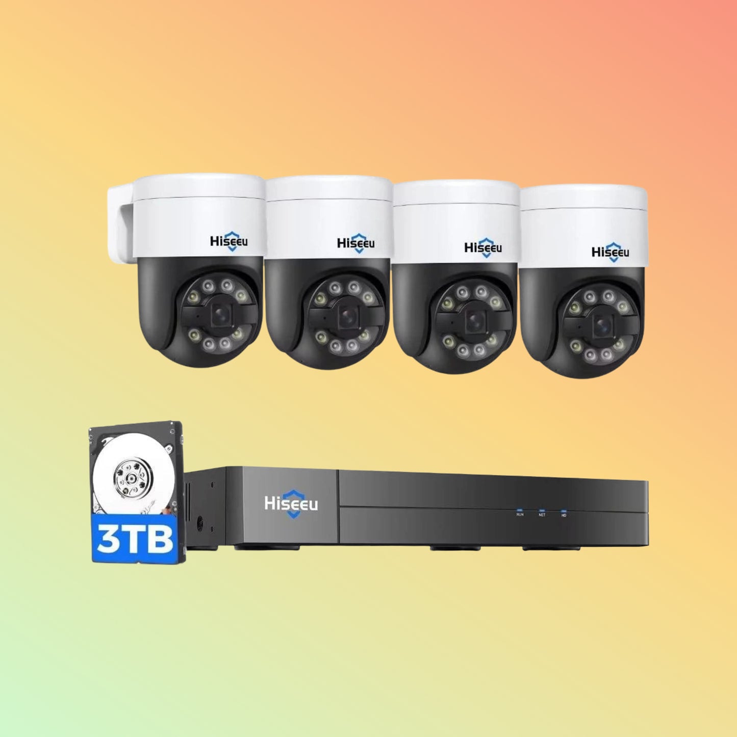 Hiseeu 5MP PTZ PoE Security System – 4K NVR, 16CH, 3TB HDD, 24/7 Record