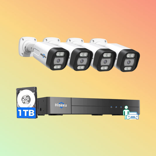 Hiseeu 5MP PoE Bullet Security System – 4K NVR, 16CH, HDD, IP67