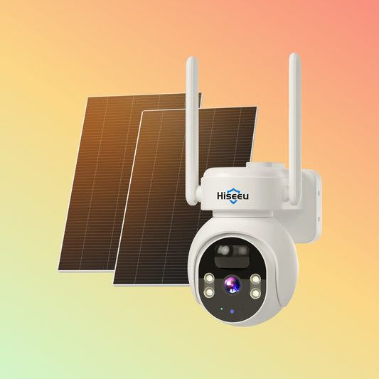 Hiseeu 4MP No Monthly Fee 24/7 Recording Solar Wireless Battery Camera WIth Color Night Vision