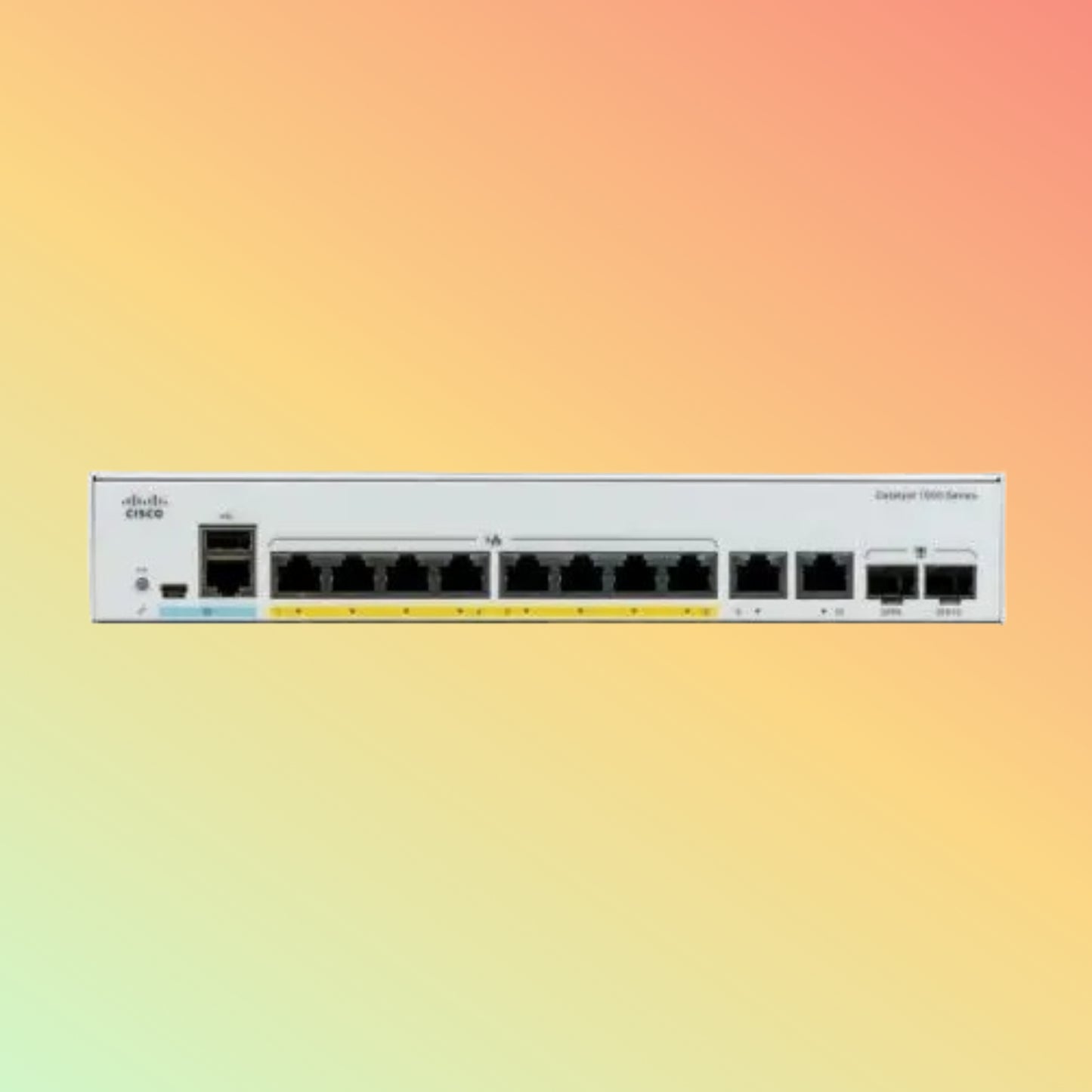 Cisco Catalyst 1000 – 20Gbps, 14.88Mpps, 8 PoE+ RJ45, 2 Combo Uplinks