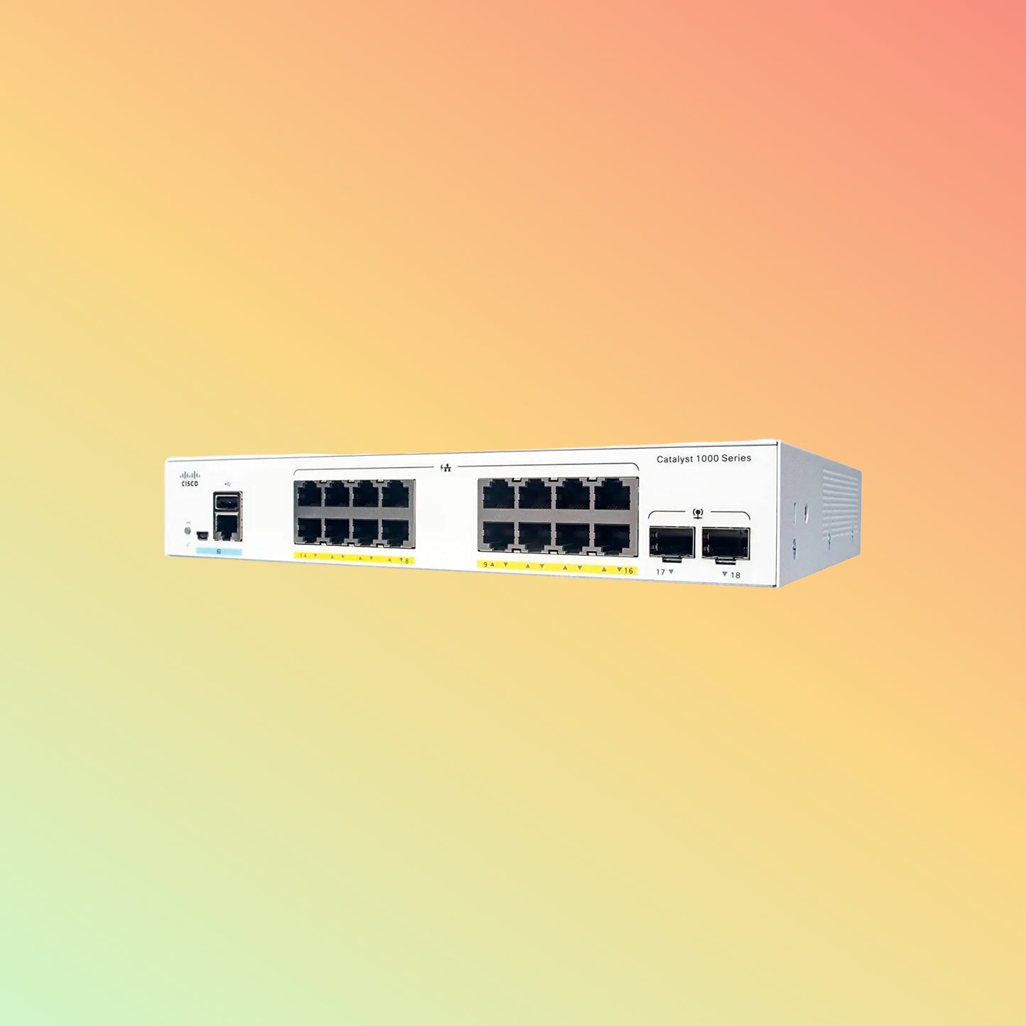 Cisco Catalyst 1000 – 36Gbps, 26.78Mpps, 16 PoE+ RJ45, 2 SFP Uplinks