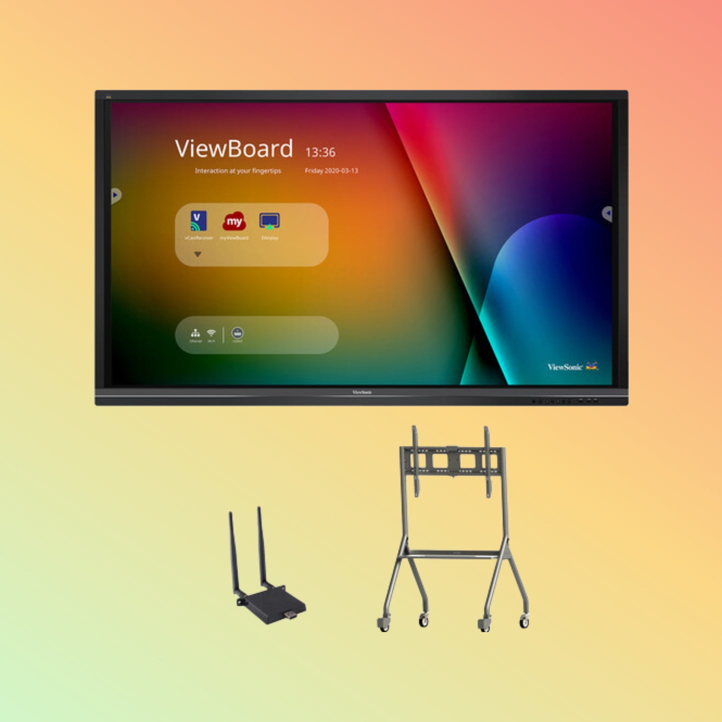 ViewSonic IFP6552-E1 65" 4K ViewBoard – 350 nits, IR Touch, Wi-Fi 6, Wall Mount Kit