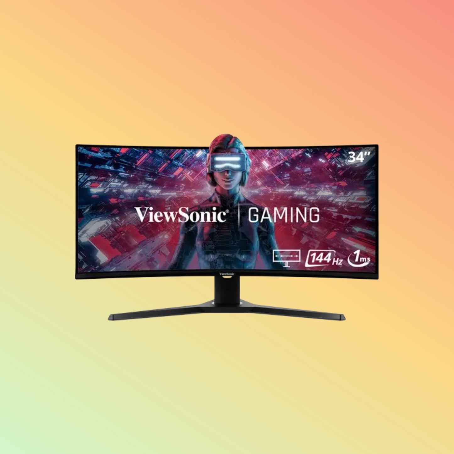 VIEWSONIC VX3418-2KPC Gaming Monitor - 34" WQHD (3440 x 1440), VA LCD, Tilt, Height, HDM, DP, 300nits, 144Hz