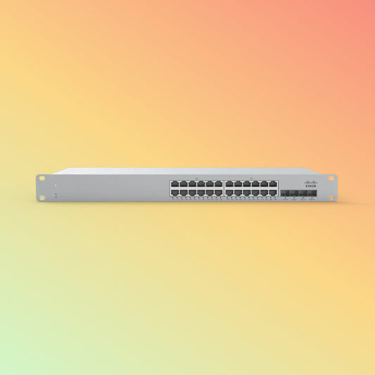 CISCO Meraki MS210 Switch - 128 Gbps Switching capacity, Throughput up to 41.67 Mpps, 370W PoE Capability, 24 x PoE+ RJ45, 4 x SFP