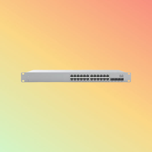 CISCO Catalyst MS225 Switch - 128 Gbps Switching Capacity, Throughput up to 95.24 Mpps, 370W PoE Capability, 24 x RJ45, 4 x SFP+