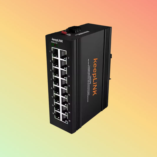 16 Ports Gigabit Switch Industrial Ethernet Unmanaged 12V/24V Power Supply Outdoor DIN Rail