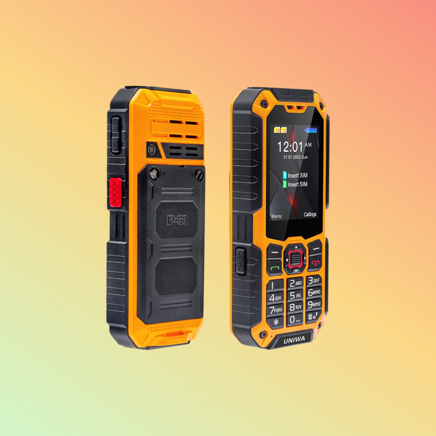 Uniwa S9 2.4 Inch IP68 Waterproof Torch Cell Phone 4G Feature Rugged Phone
