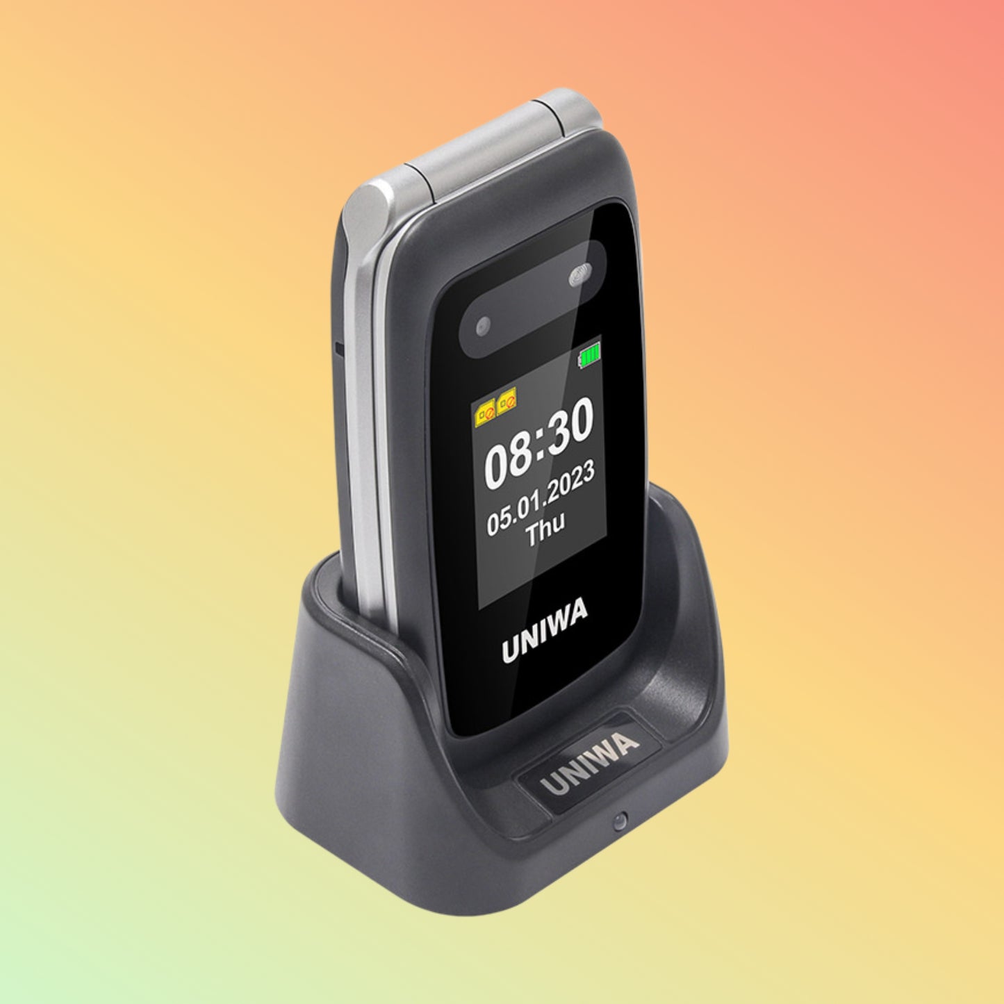 UNIWA V202T 2.4’’/1.77’’ Double Screen SOS Button 4G Flip Senior Phone