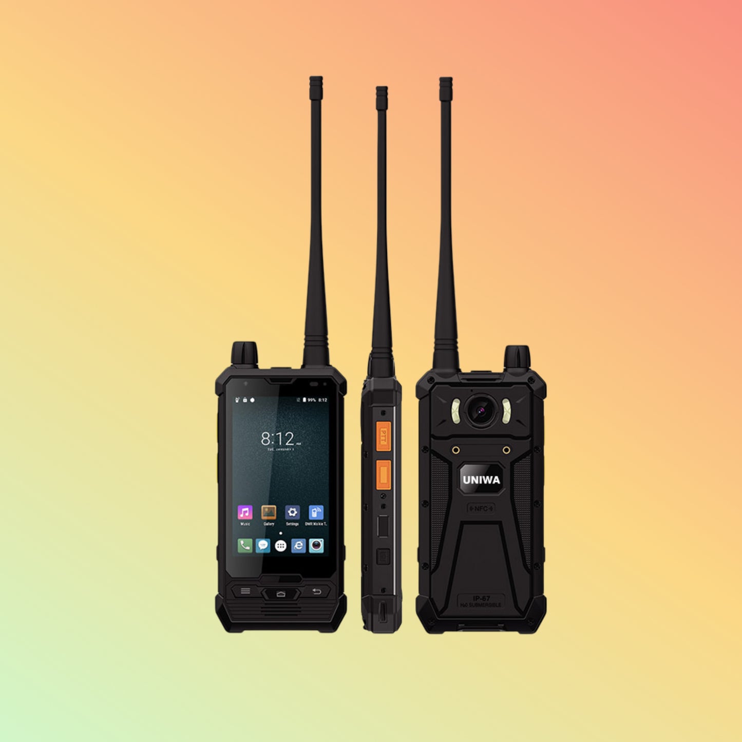 UNIWA P2 Plus IP67 Rugged Mobile Zello 4W DMR UHF Repeater Walkie Talkie Smartphone