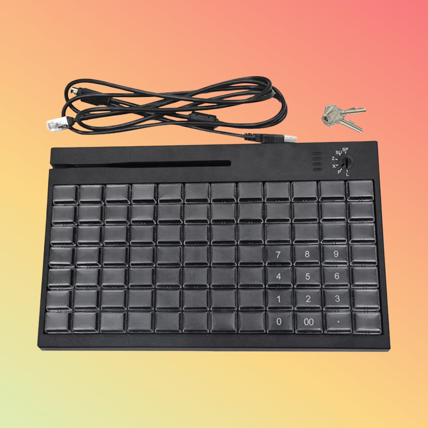 HCCTG USB 84Keys POS Programmable Keyboard With Mag-Stripe Reader KB84